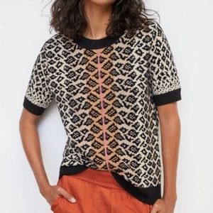 Anthropologie Maeve Elinor Animal Print Knit Sweater Size 1X